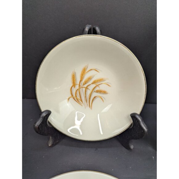 Vintage Golden Wheat Made in USA 22K Gold 5 Inch Dessert Berry Bowls Lot of 4 - Picture 2 of 8